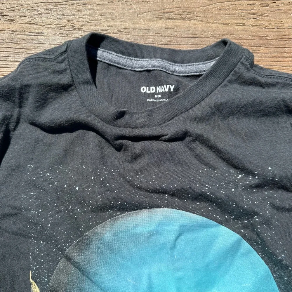 Old Navy Boys M 8 Long Sleeve Graphic Tee Black Moon Mountain Stars Shirt